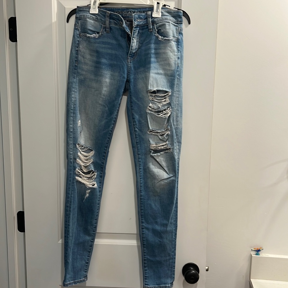 American Eagle Super Stretch X Distressed Ripped Skinny Jeans